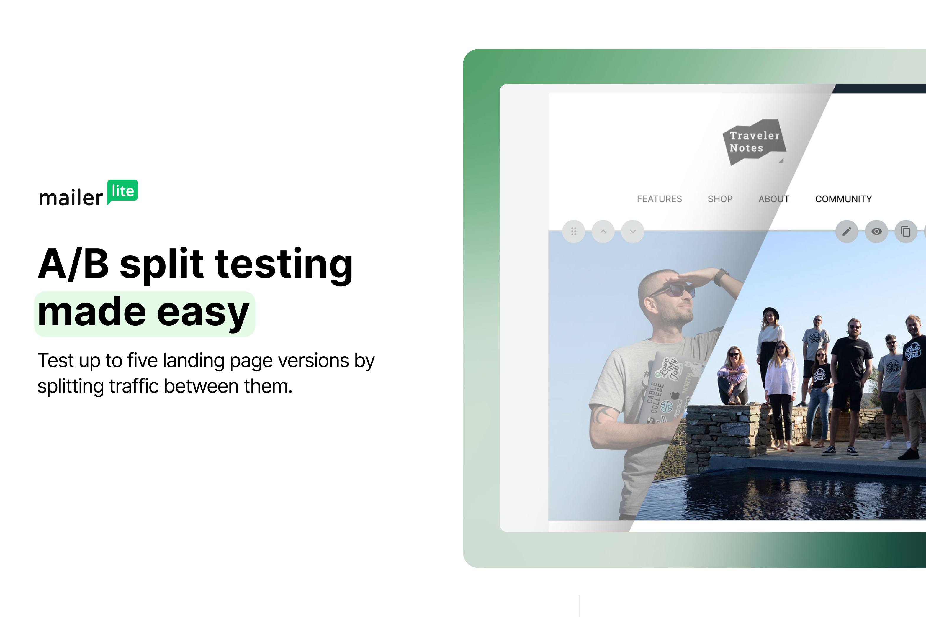 screenshot of MailerLite Landing Page Builder